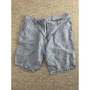 Patrick James 100% Linen Shorts Men's 38 Blue Chino Casual